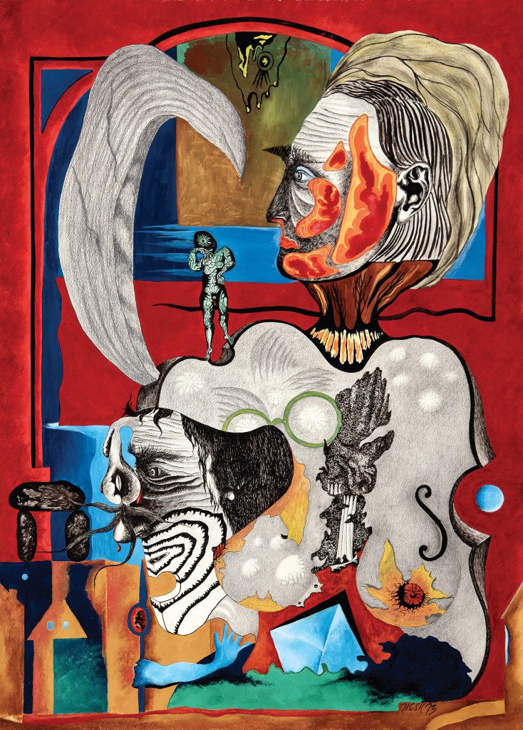 Dlask_Autoportrét, 45 x 62 cm, kombinovaná technika, papír, 1973